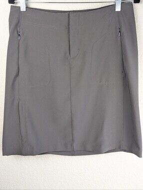 REI A-Line Active Skirt Size 6 Knee Length 3 Zip Pockets Inner Drawstring Gray